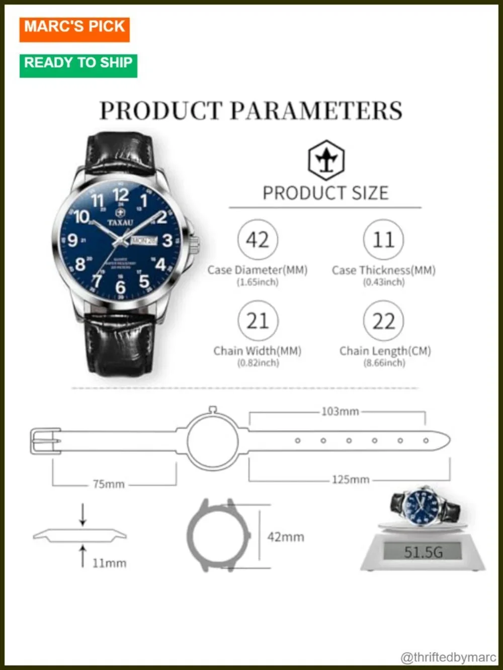Men's Luxury Analog Waterproof Leather Dress Watch Quartz Minimalist Day Date